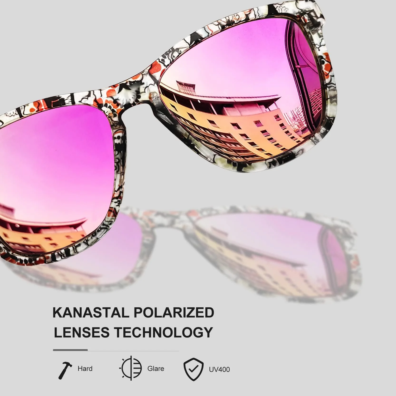 KANASTAL Occhiali da Sole da Donna Uomo Polarizzati Protezione UV400 Quadrati Retrò Classici Vintage Sunglasses per Spiaggia Viaggio Pesca