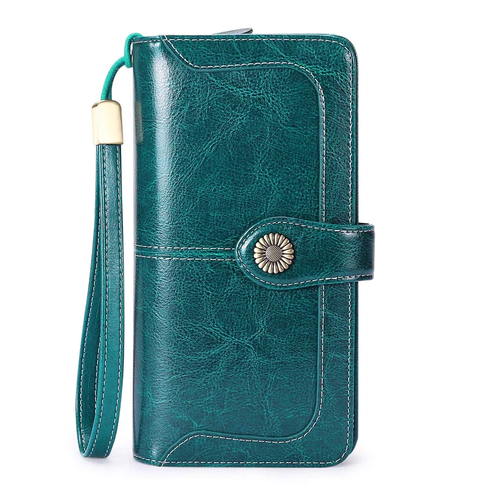 SENDEFN Portafoglio donna in pelle grandi donne frizione con protezione RFID portafoglio grande portafoglio portafoglio portafoglio lungo con 17 tasche per carte