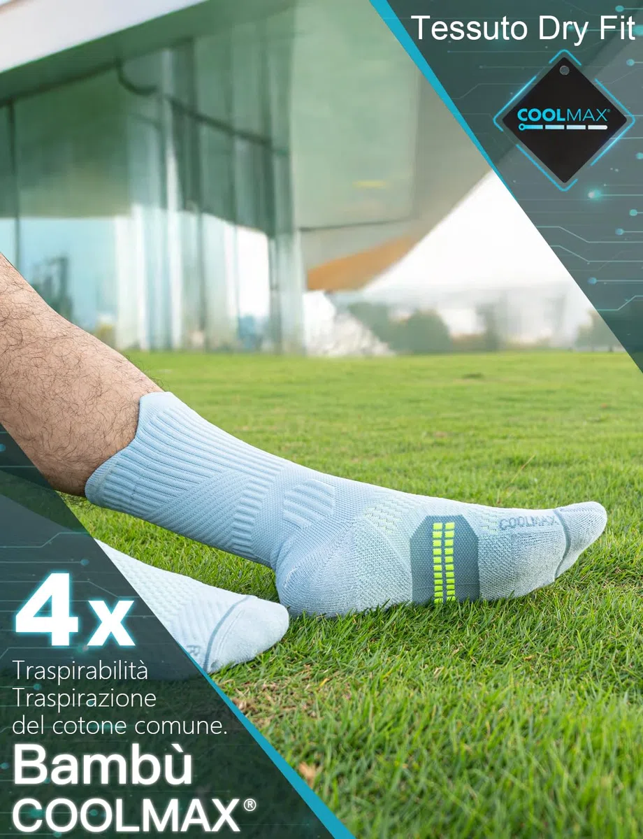Juclise Bambù Coolmax Compressione Sportivi Calzini Uomo, Anti-vesciche per Allenamento e Trekking