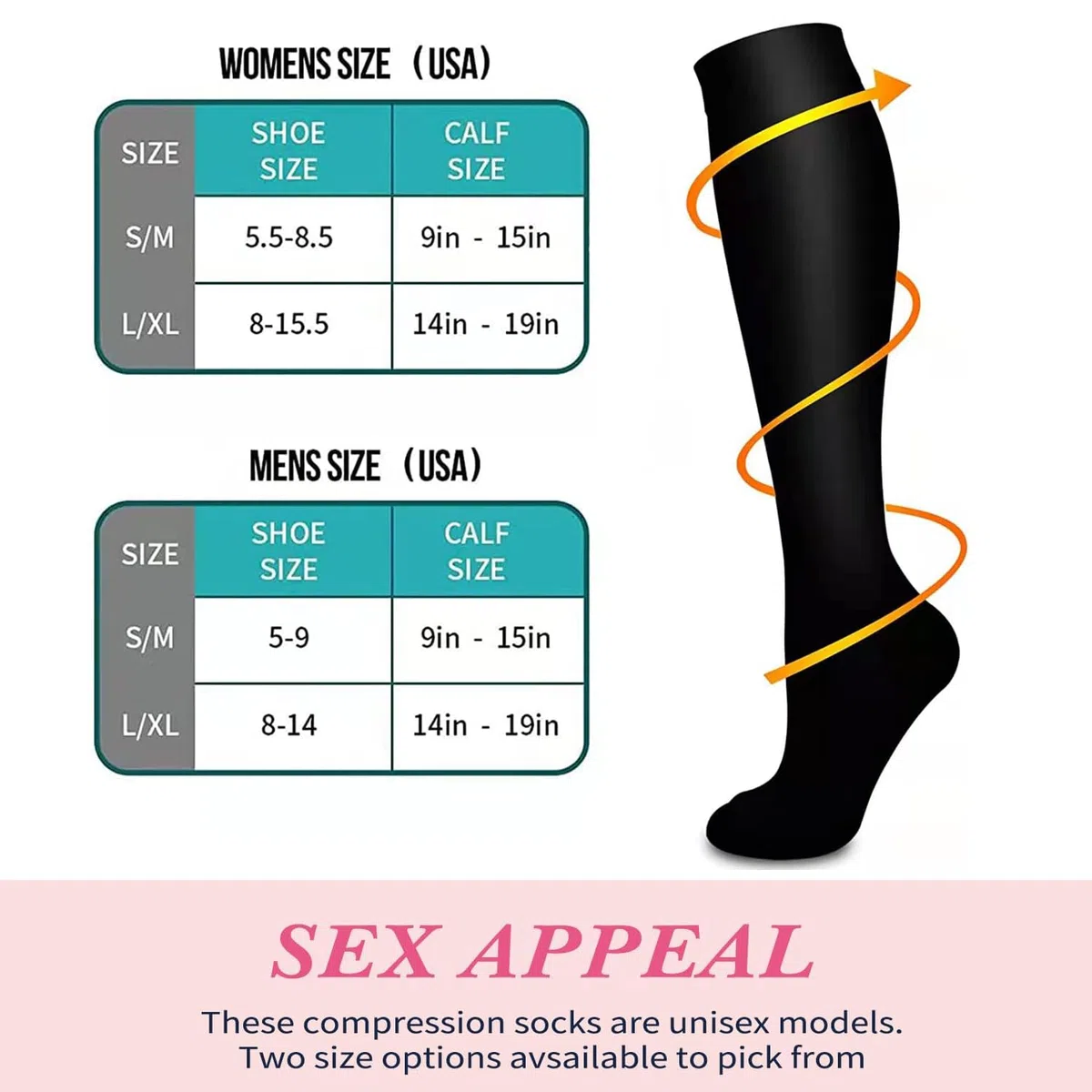 Calze a Compressione, (8 paia) per Uomo e Donna 15-20 mmHg, Calze a Compressione Graduata per Infermiere, Sportivi, Atletica, Medici, Ciclismo, Running e in Gravidanza, Viaggi in Aereo, Recupero