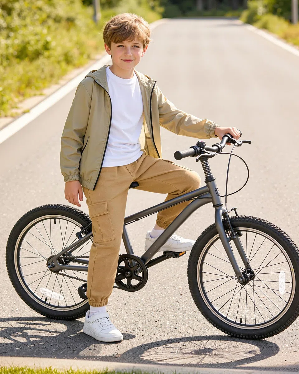LACOFIA Pantaloni Cargo Ragazzo Pantalone Jogging Bambino con Elastico Vita per Scuola, Sport, Tempo Libero e Uso Quotidiano Kaki 12-13 Anni