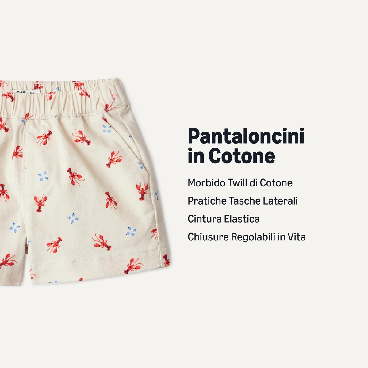 Amazon Essentials x Sofia Grainge Pantaloncini Pull-On in Twill di Cotone Unisex - Bimbi 0-24
