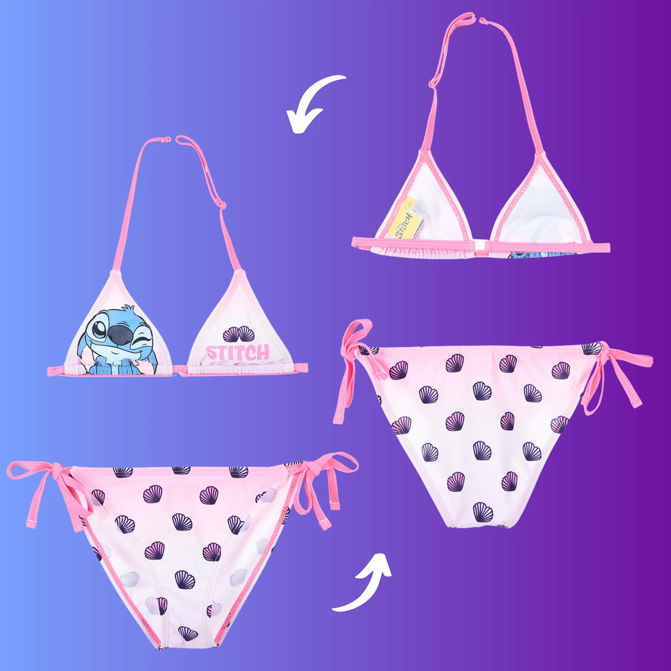 Disney Stitch Bikini per Ragazze, Costume da Bagno Due Pezzi per Bambine, Taglie 6 ai 12 Anni