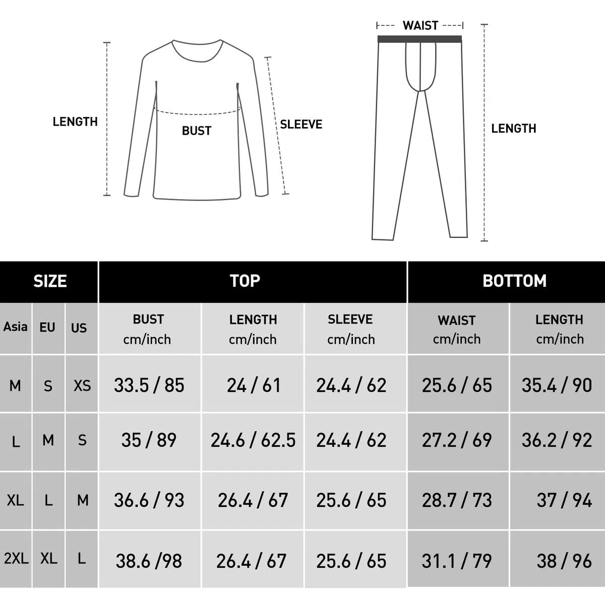 Arcweg Set Intima Termica Uomo Fodera in Pile Traspirante Calzamaglia Abigliamento Biancheria Intima Termica Elastica Maglia Calda Manica Lunga Tuta Inverno Pantalone Calcio Sci Running
