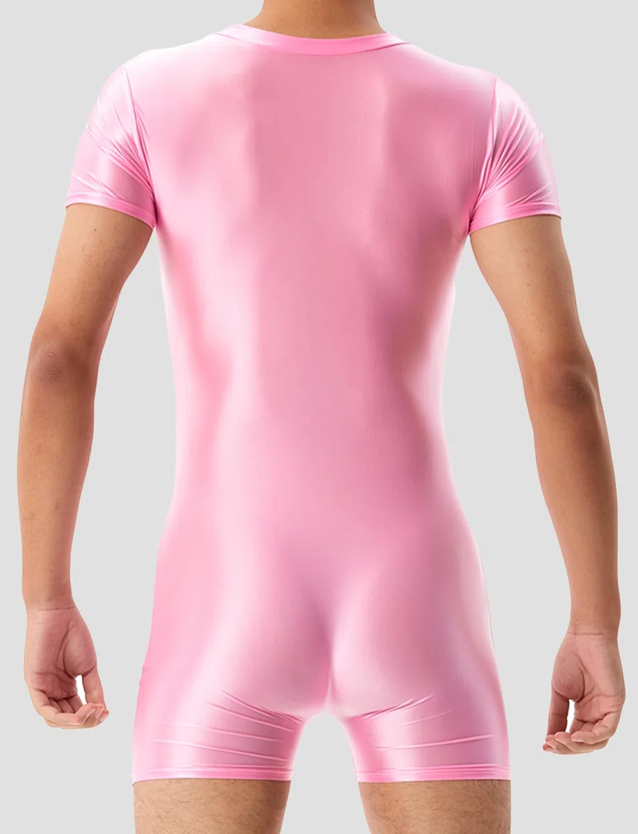 AIEOE Body lucido da uomo, body ad alta elasticità, canottiera da wrestling lucida con zip frontale, boxer tuta di base, body monopezzo per abbigliamento da casa