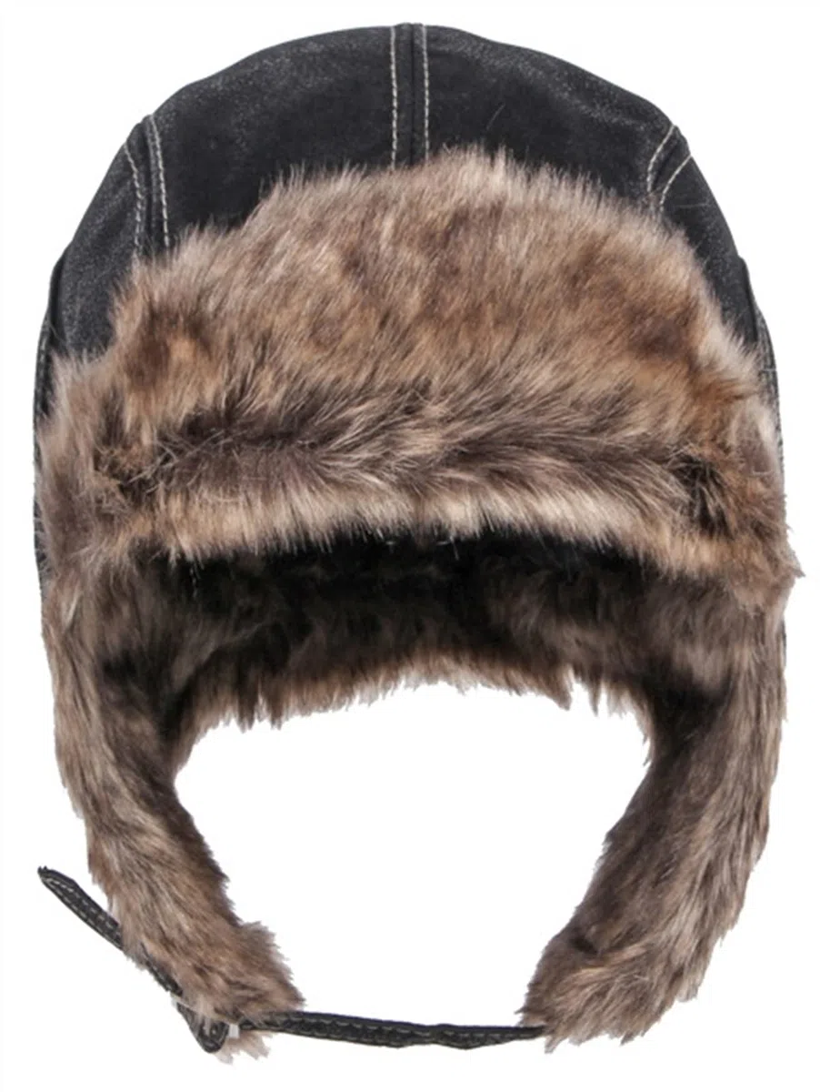 GIBZ Cappello Aviatore in Pelliccia Uomo Donna con Earflap Caldo Berretto Russo in Pelle Antivento per Inverno