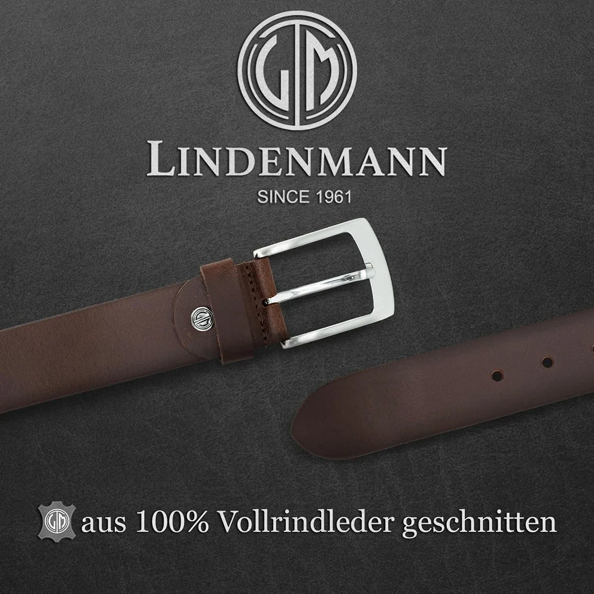 Lindenmann cintura uomo cintura in pelle di bufalo, 40 mm di larghezza e 3,5 mm - 4 mm di spessore, accorciabile, cintura, cintura in pelle, cintura jeans, XL, nero/marrone