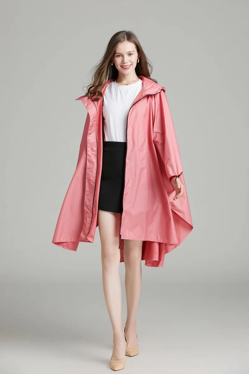 NUUR - Poncho antipioggia da donna, unisex, impermeabile, per festival, riutilizzabile, con cappuccio, per trekking, ciclismo, attività all’aria aperta, multiuso
