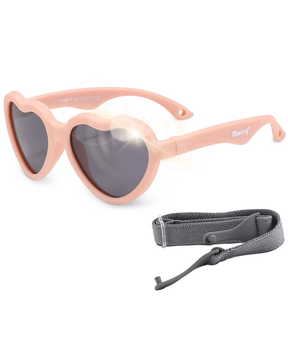 Occhiali da Sole per Bambina, 0-2 Anni, Protezione Polarizzata UV400, Montatura Flessibile e Pieghevole, Cinturino Elastico Regolabile, Occhiali da Sole Sicuri e Comodi per Bambino, Maes