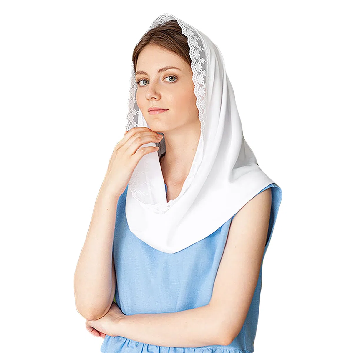 OhMill Mantilla in pizzo bianco velo da chiesa per donne cattoliche