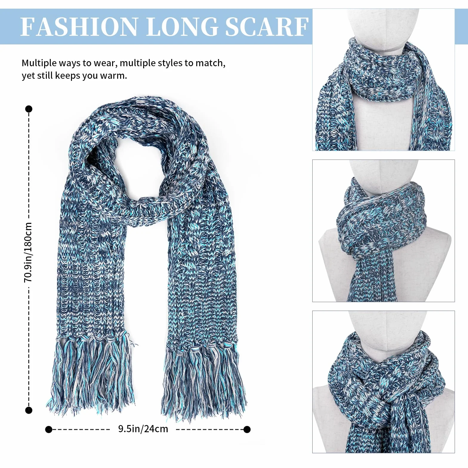 Cappello Sciarpa Donna Invernale e Guanti Touch Screen Invernali 3 Pz Berretto con Pompom e Sciarpa con Frange Guanti Termici
