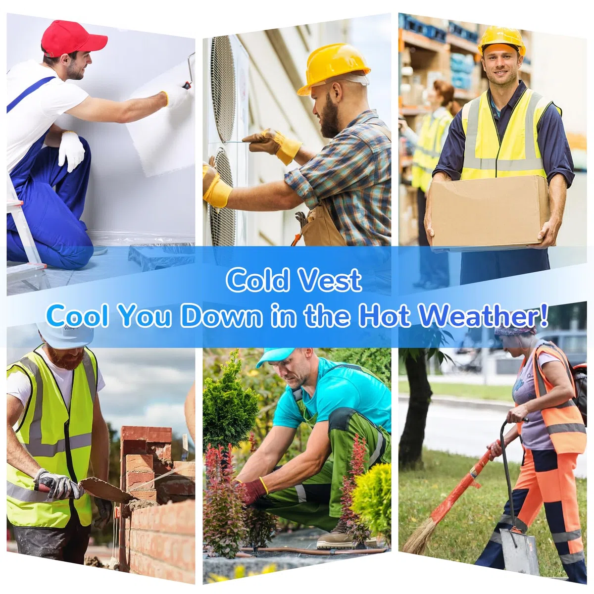 Giubbotto di ghiaccio, gilet refrigerante, regolabile, gilet freddo, estivo, resistente al calore, per il raffreddamento istantaneo, in PVA, impermeabile, gilet da lavoro per uomini e donne