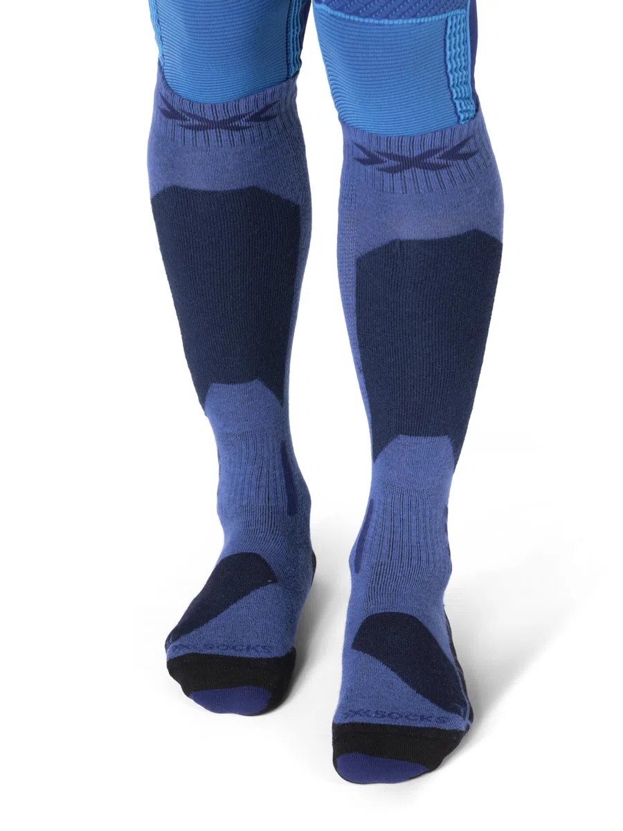 X-Socks Ski Discover OTC – Calze da Sci ad Alte Prestazioni per Comfort e Supporto, O-Ring Bandage per Stabilità – Ideale per Sci, Snowboard e Sport Invernali - Viola profondo/Sabbia chiaro, 45-47