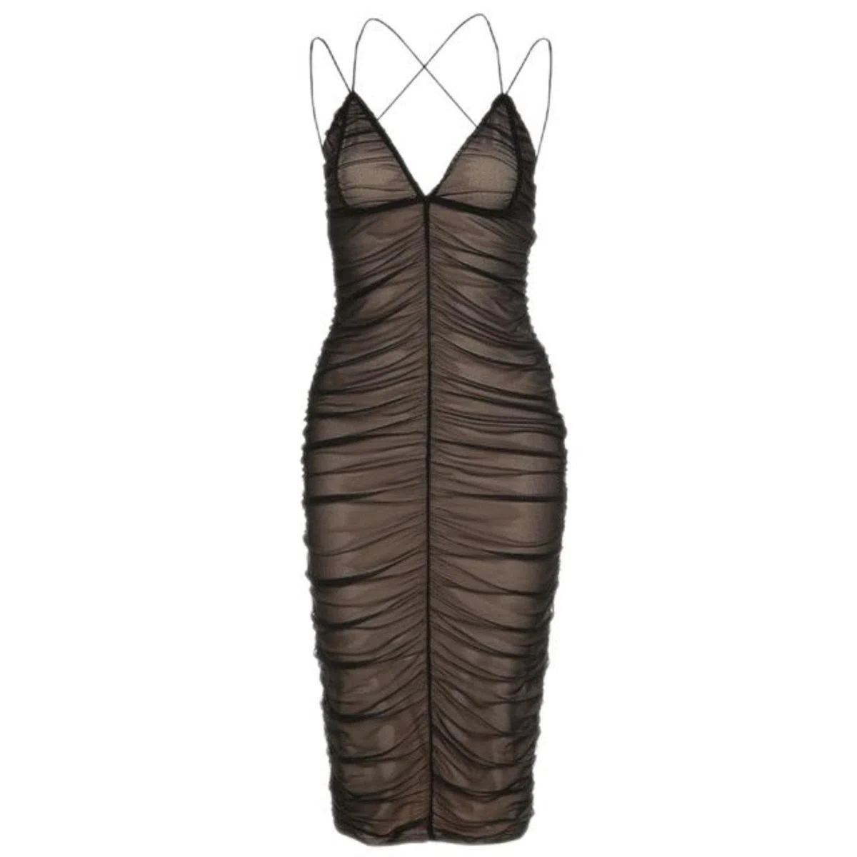 WEITING Elegante Abito Midi Senza Schienale con Cinturino per Spaghetti Moda Donna Nero Senza Maniche Aderente Abiti Lunghi Sexy Vestido-Black,S