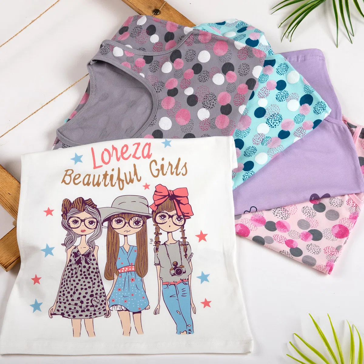 LOREZA ® 5 Cannottiera da Bambina in Cotone Canotta Intima Vari Disegni Intimo 2-15 Anni