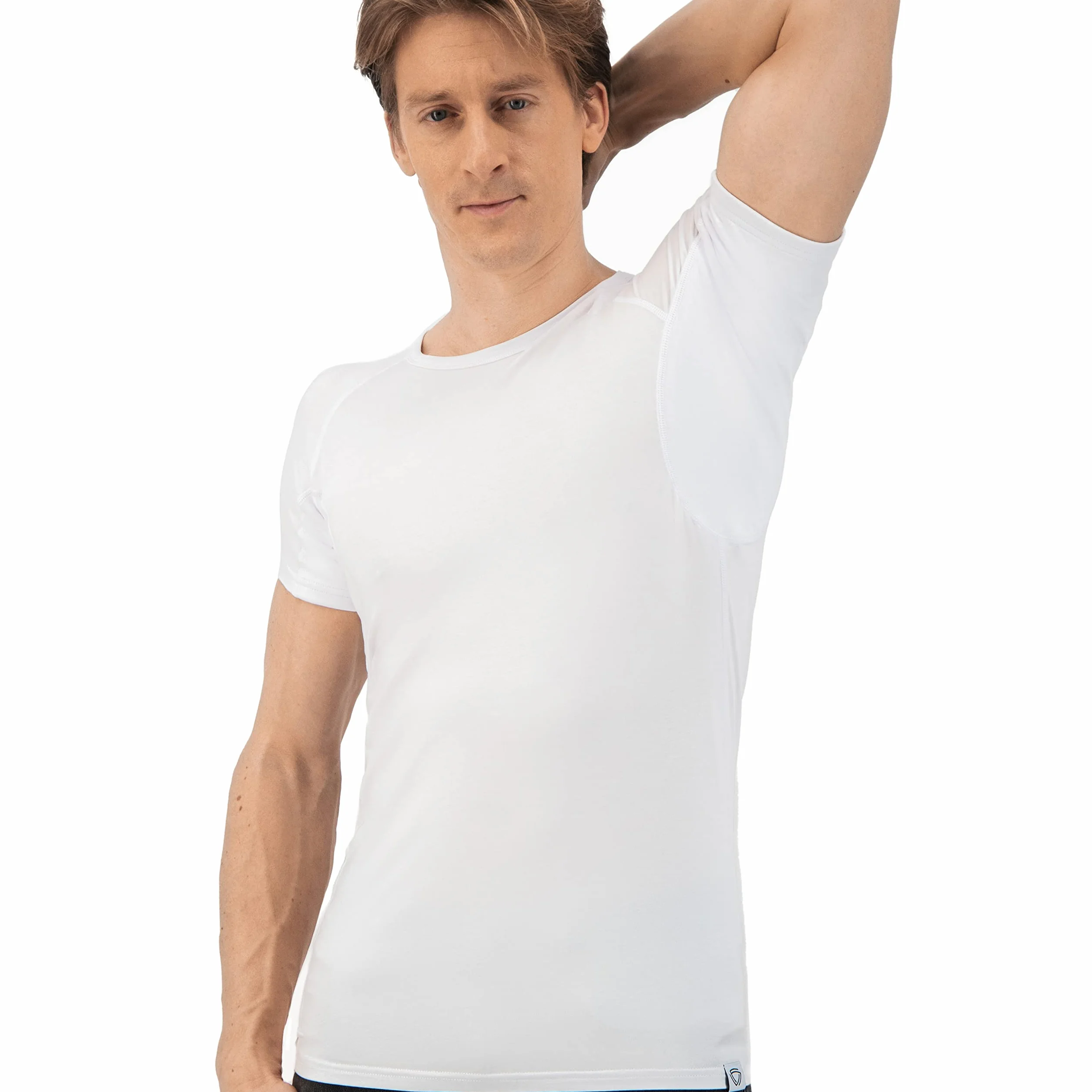 Maglia Anti Sudore - T-Shirt Contro Le Macchie di Sudore - Canotta antisudore - T Shirt Uomo - con ArmPads PRO e Trattamento Silver - Maglia Intima Uomo - Girocollo