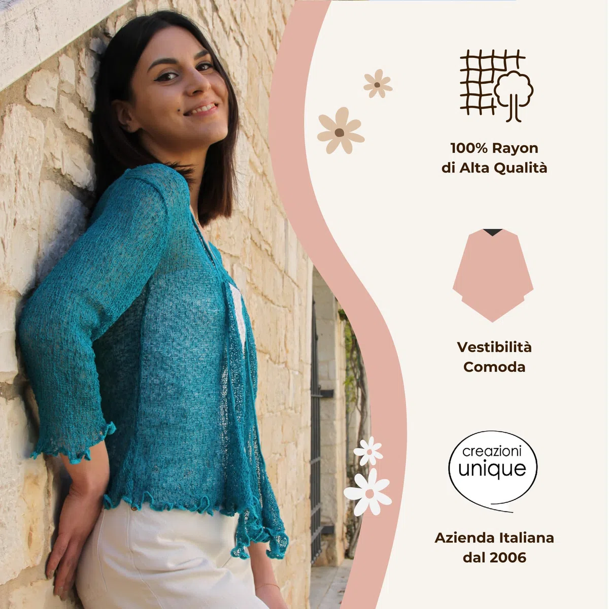 Cardigan Donna Primaverile Estivo Cardigan Donna Elegante in Rete di Viscosa Termica con Essenza di Fiore di Ciliegio