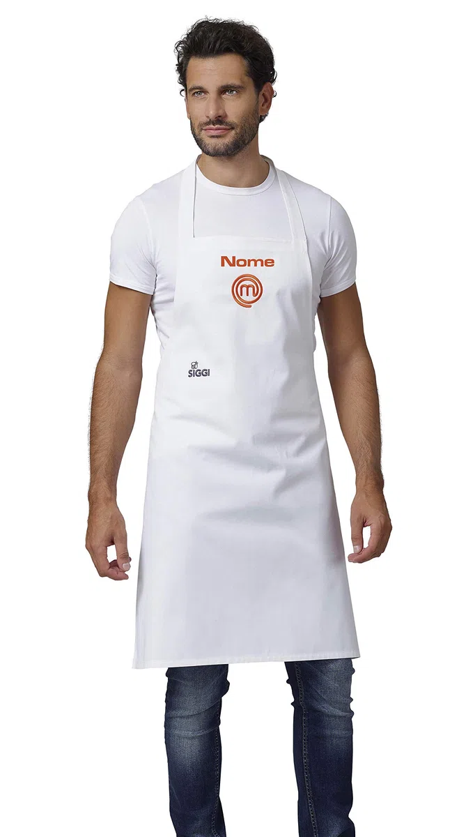 Siggi Grembiule Master chef Italia Ufficiale - Con Ricamo Nome Personalizzato - Originale - Unisex - Idea Regalo
