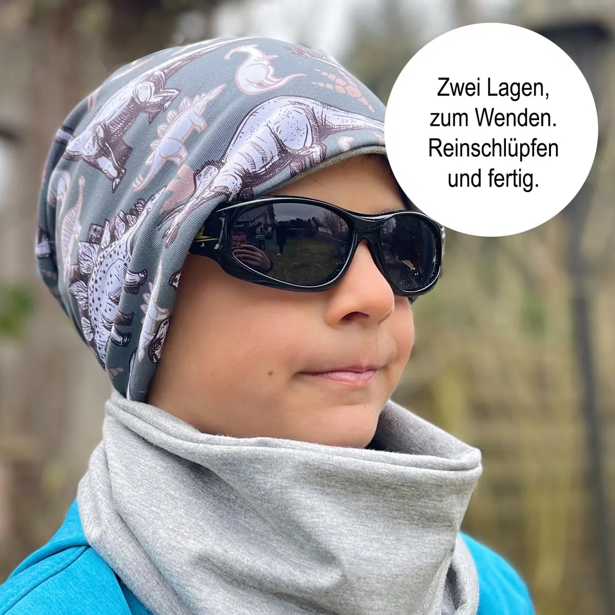 Wollhuhn Bambini Long Loop – Sciarpa tubolare extra lunga in jersey di cotone – Morbido scaldacollo a doppio strato per ragazzi e ragazze – Fatto a mano in Germania