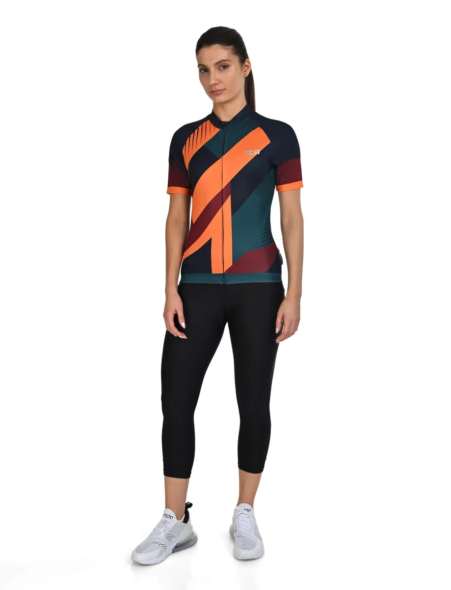 TCA Maglia da Ciclismo da Donna Maglia Leggera a Maniche Corte per Bicicletta – Fit Atletico con 3 Tasche Posteriori per Ciclismo