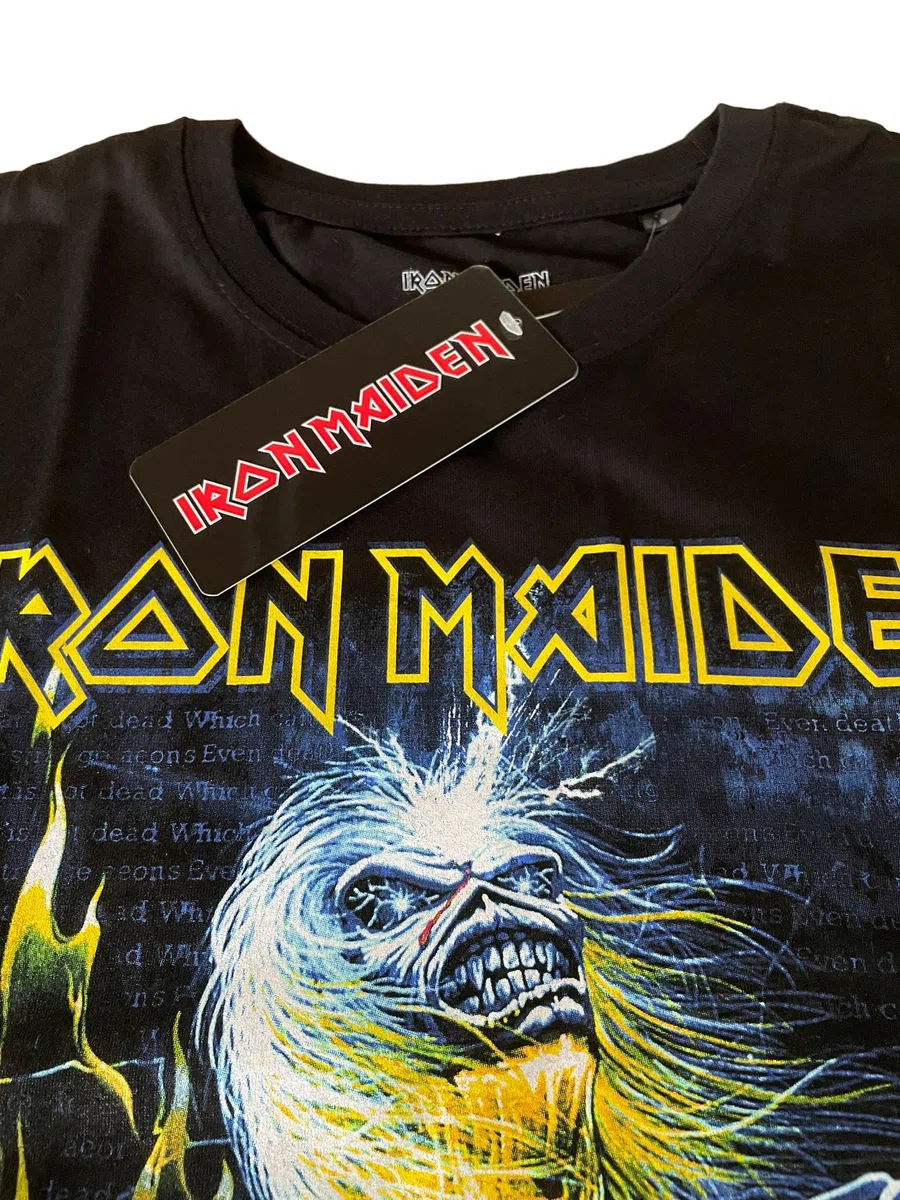 T-Shirt Iron Maiden Live After Death. Maglietta Rock Ufficiale Nera. Band Heavy Metal. Cotone. Unisex. Adulto Ragazzo.