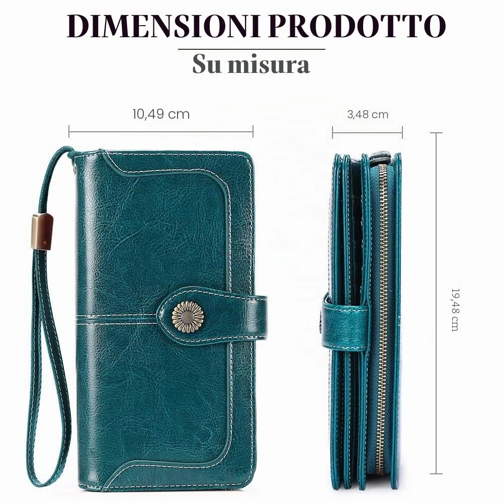 SENDEFN Portafoglio donna in pelle grandi donne frizione con protezione RFID portafoglio grande portafoglio portafoglio portafoglio lungo con 17 tasche per carte