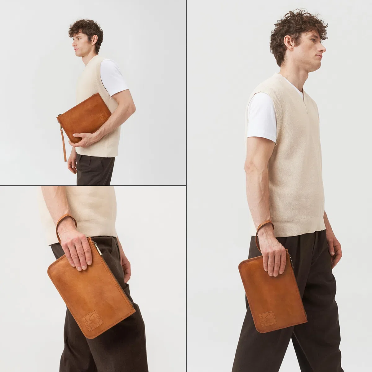 Berliner Bags Cartella Porta Documenti Theo M in Vera Pelle, Organizer da Viaggio con Zip e Laccetto Rimovibile, Porta Passaporto e Accessori, Unisex – Marrone