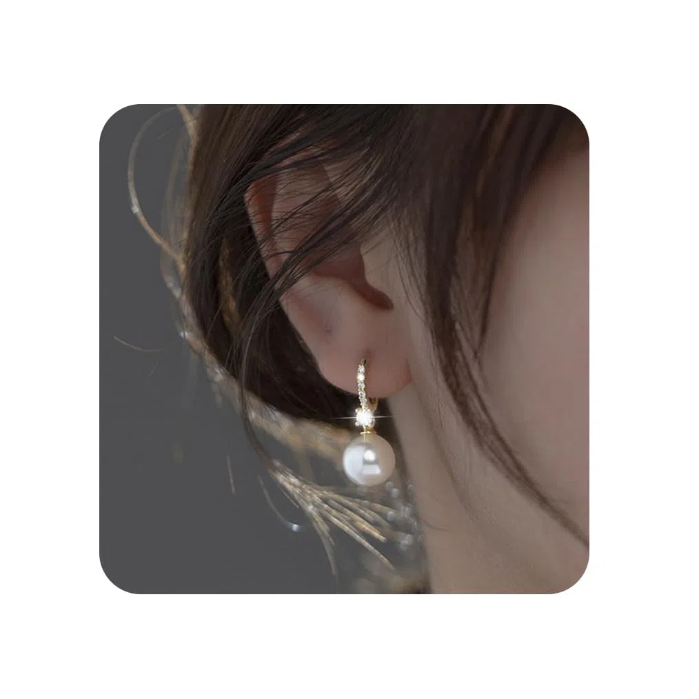 Kesaplan Orecchini con perle per donne e ragazze, placcati in oro 14 K, ipoallergenici, con zirconia cubica 5A, orecchini pendenti eleganti gioielli per regali