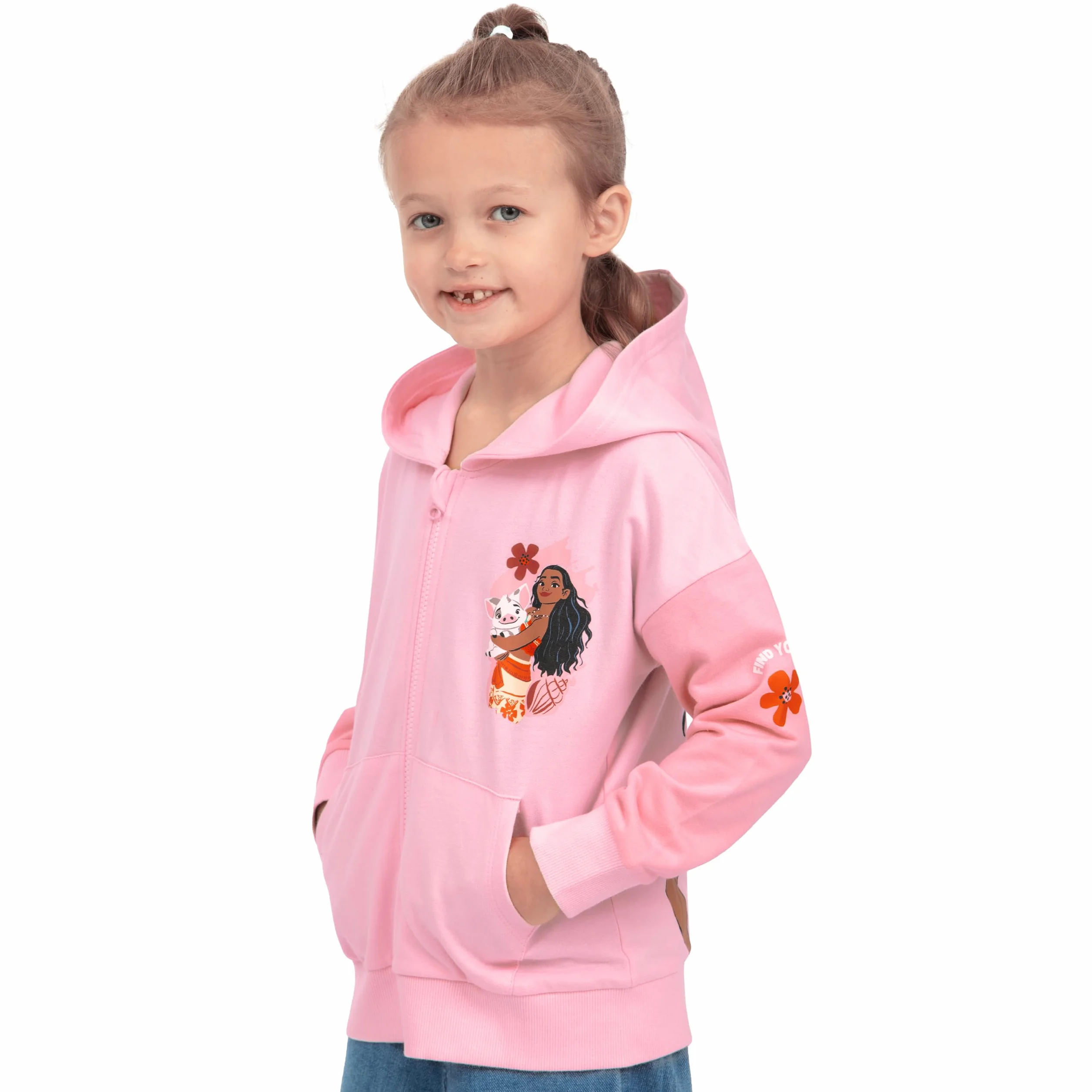 Disney Felpa Ragazza Oceania, Abbigliamento Ragazza con Cerniera, Felpa Zip Moana, Abbigliamento Bambina Cotone
