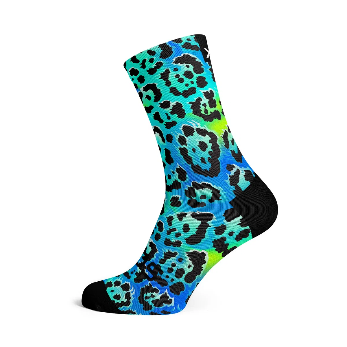 Sox Footwear Electric Leopard Blue Crew Socks