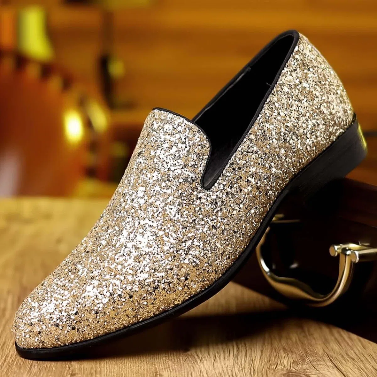 Generisch Scarpe da sera da uomo, con paillette, con brillantini, eleganti e luccicanti, con strass