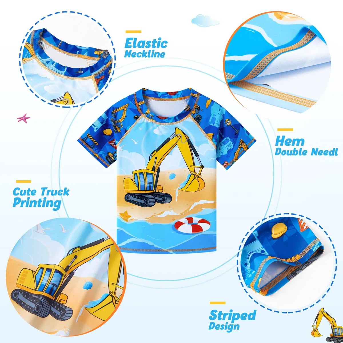Costume da bagno per bambini composto da due pezzi UPF 50+ UV Proction Rash Guard e Trunk Costume da bagno
