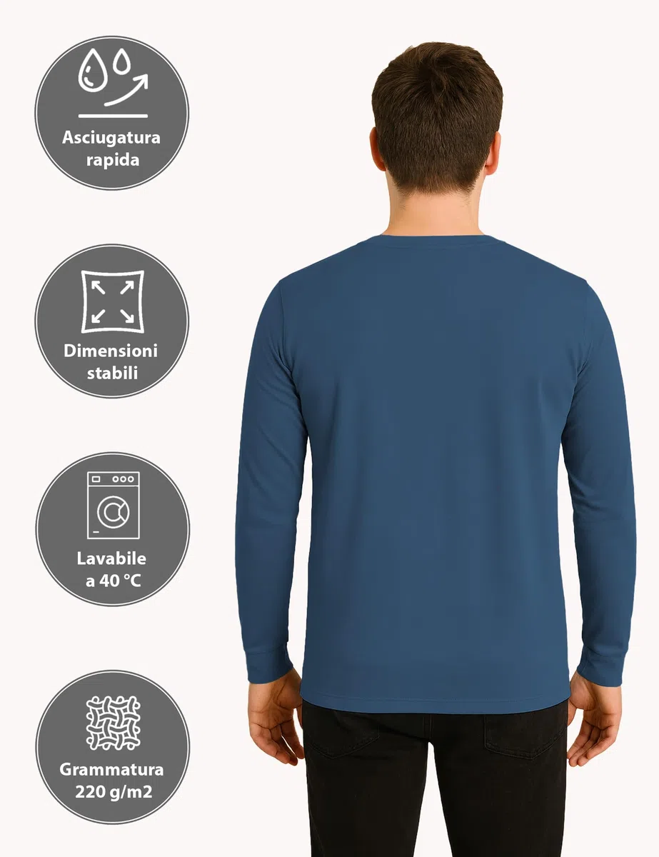 ALPIDEX Maglia Uomo Manica Lunga 100% Cotone Basic Tinta Unita Elasticizzato Maglia Intima Sottocamicia Girocollo