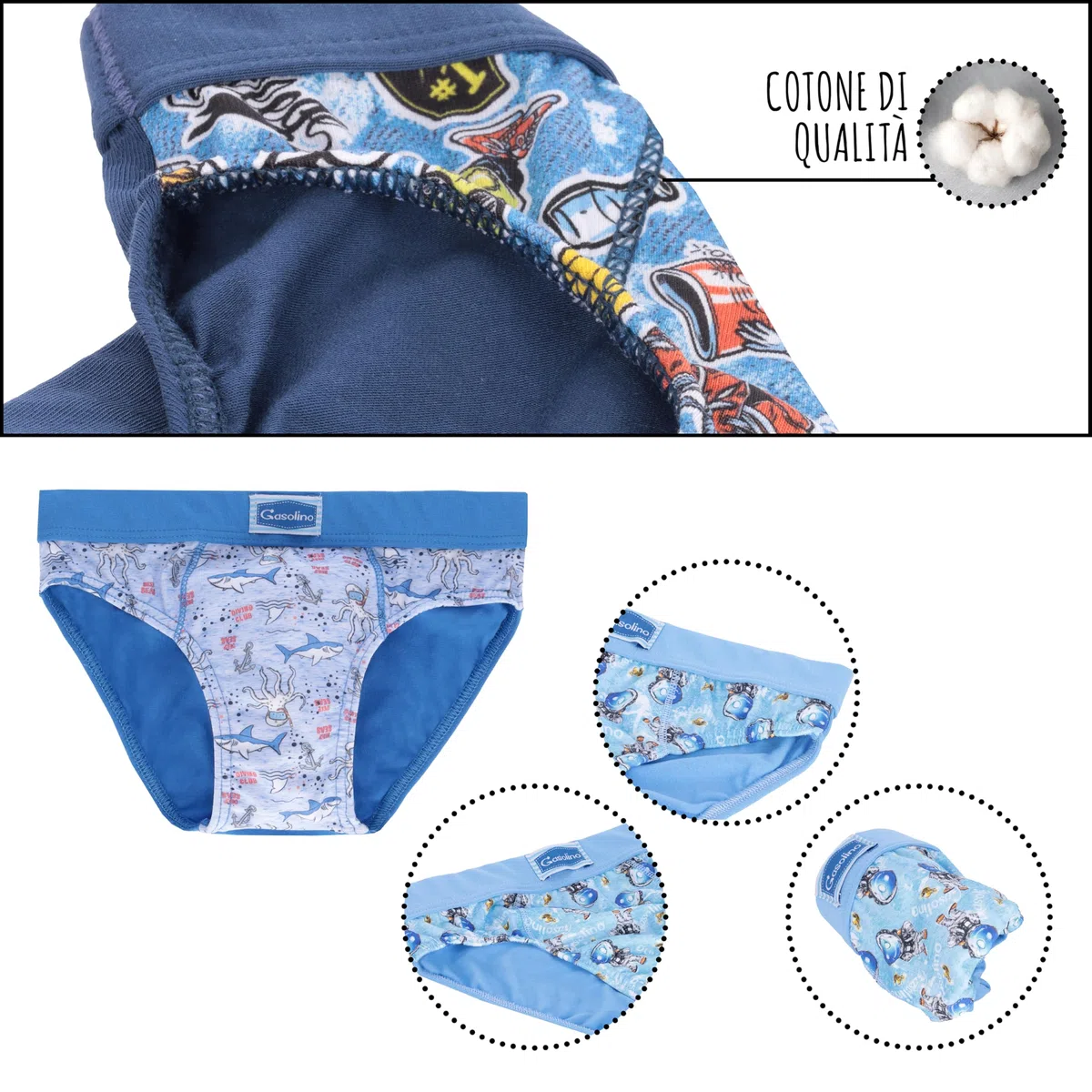 Slip Bambino Ragazzo 6 Pezzi Fantasia Cotone
