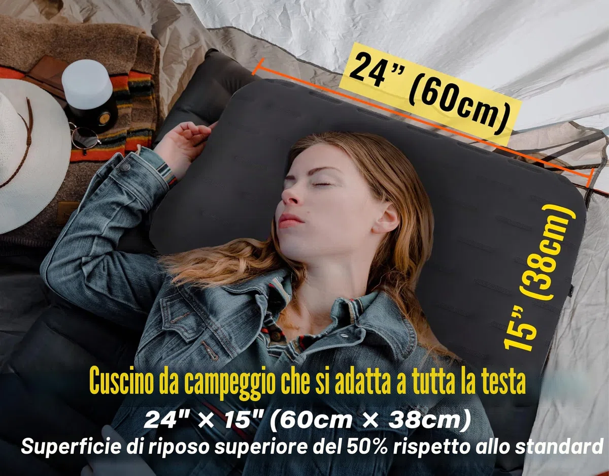 TREKOLOGY Grande cuscino gonfiabile – ALUFT Ultra Camping Cuscino per spiaggia e campeggio, cuscino gonfiabile per avventure all'aria aperta