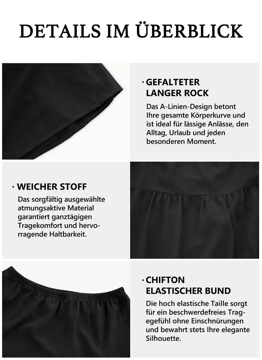 BEIGAI Gonna da donna elasticizzata a vita alta lunga maxi gonna fluida a linea Boho estiva da donna casual elegante gonna a lunghezza intera da donna UK