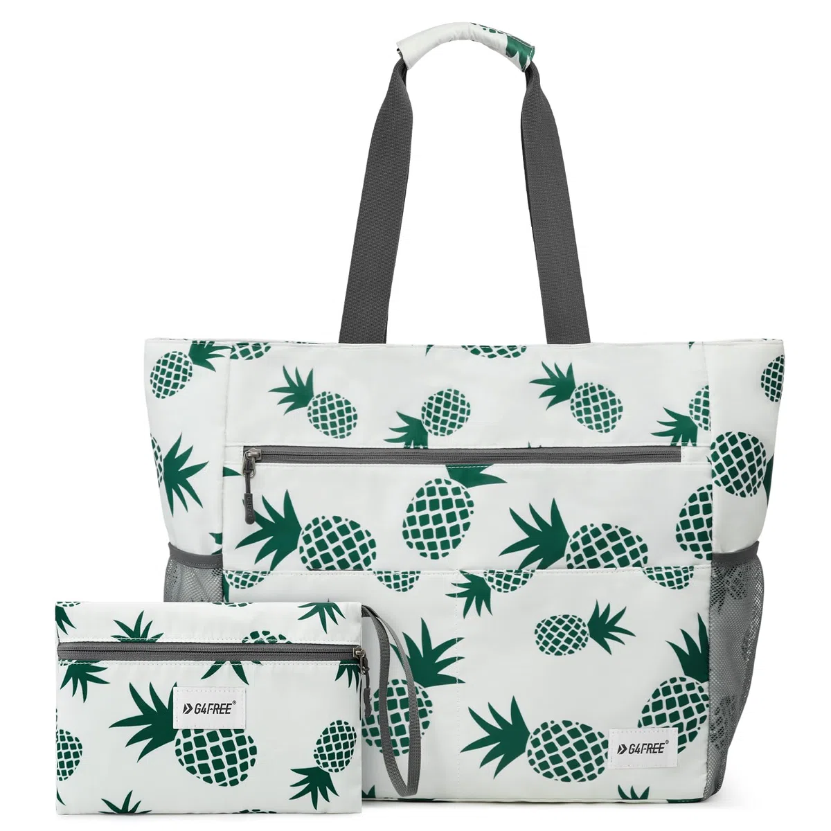 G4Free Borsa da spiaggia, impermeabile, a prova di sabbia, pieghevole, di grande capacità, per le donne, Ananas, 35L