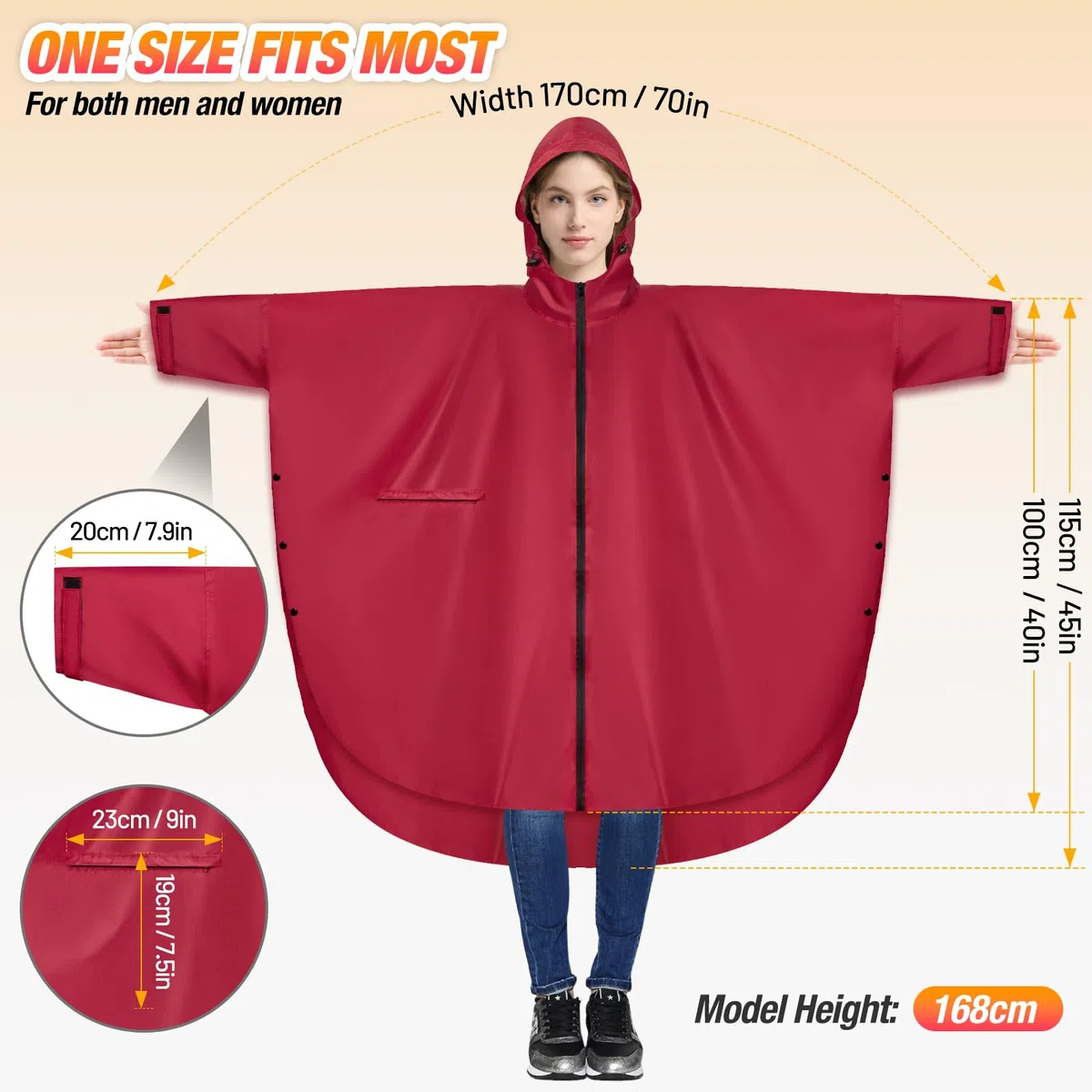 Poncho Antipioggia Impermeabile Donna Giacca Antipioggia Uomo con Cappuccio e Maniche e Tasca Riutilizzabile Mantella da Pioggia Lungo per Trekking Campeggio Pesca