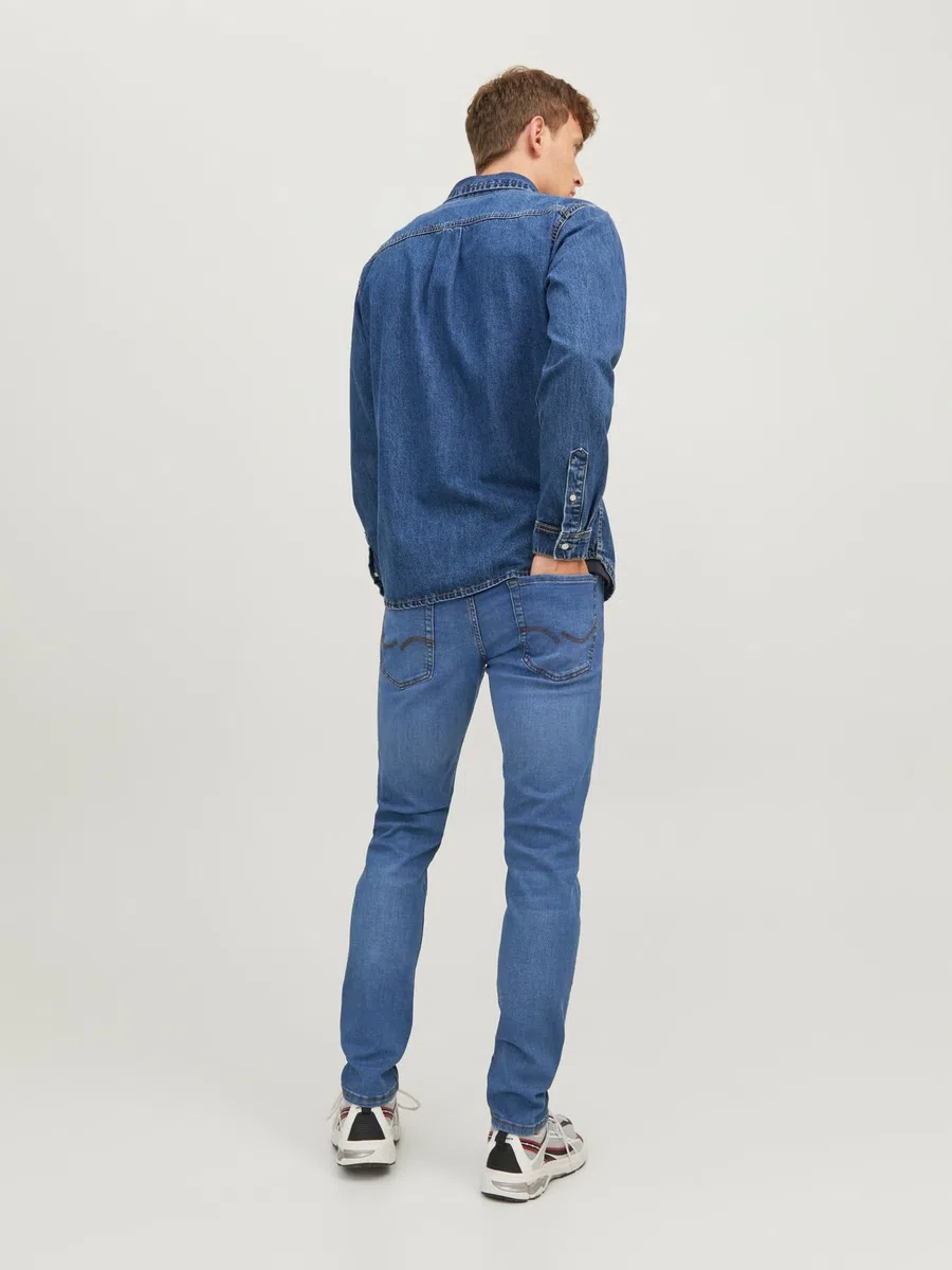 JACK & JONES Jeans Slim Vita Bassa e Tessuto Elastico, Gambe Strette all'orlo.