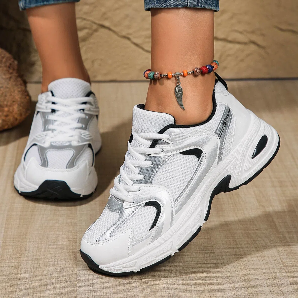 Sneakers da donna, traspiranti, in rete, con supporto per l'arco del piede, scarpe da corsa, scarpe da ginnastica leggere, comode da camminare, per il tempo libero