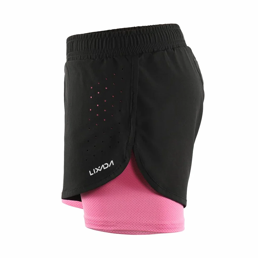 Lixada Pantaloncini da Corsa 2 in 1 da Donna, ad Asciugatura Rapida, Traspiranti, Allenamento Attivo