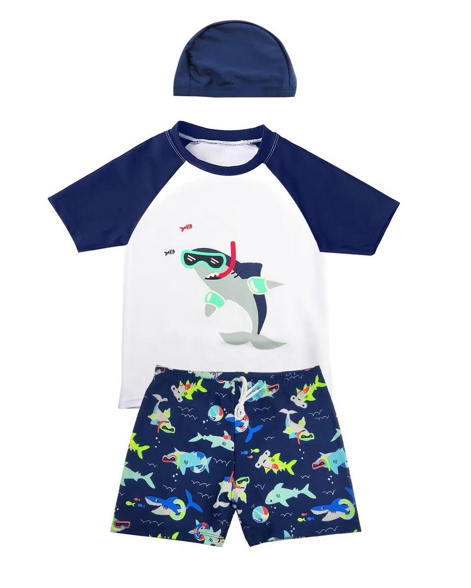 SWAUSWAUK Costume Bagno Bambino 2 ai 10 Anni - Protezione UV Maglietta Nuoto Bambino e Pantaloncini Bagno UPF 50+