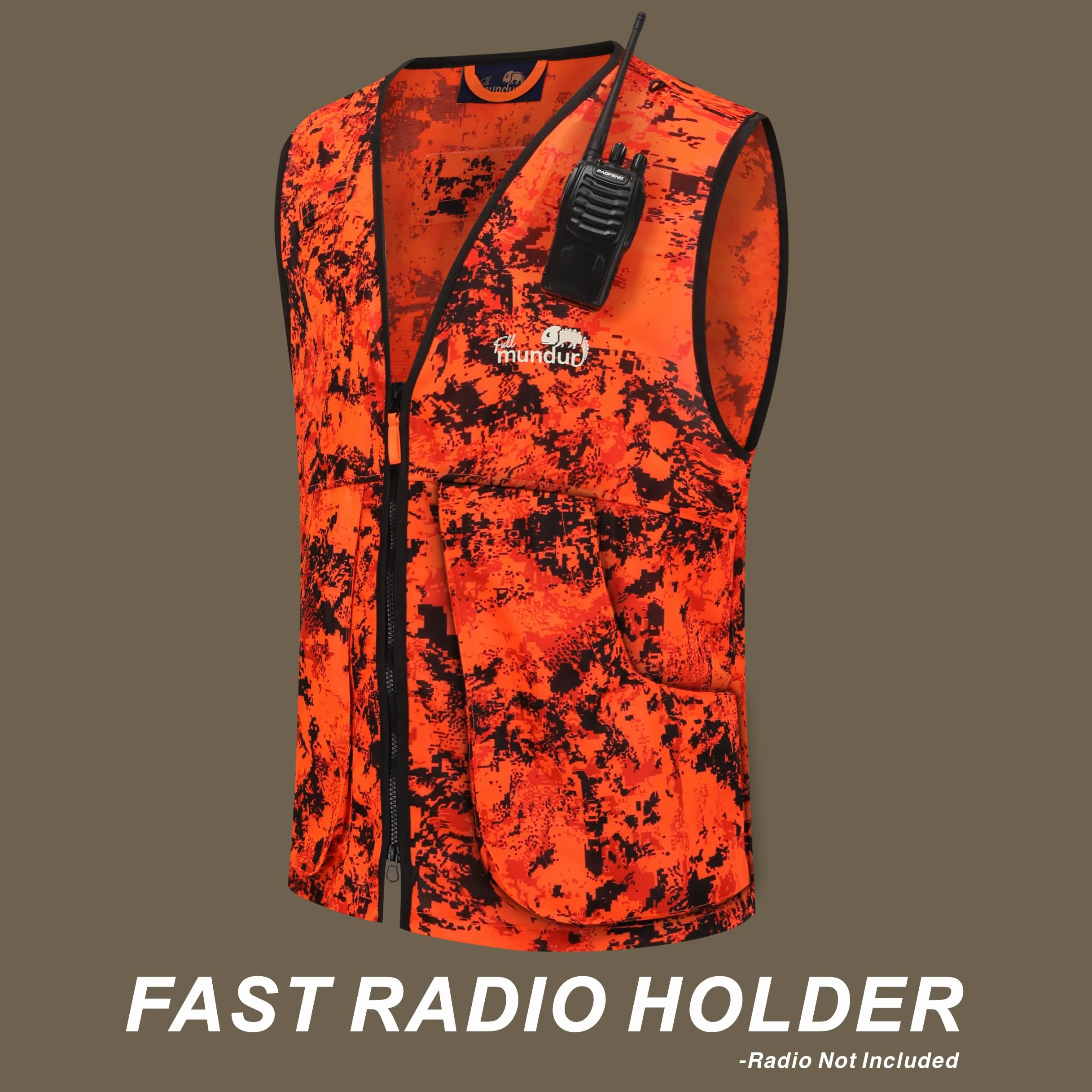 Orange Blaze Camo Arancione Gilet da caccia di sicurezza gilet leggero con tasche multiple per adulti unisex