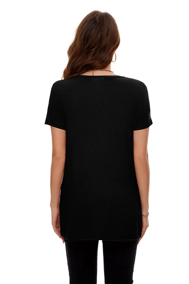 Smallshow Abbigliamento Premaman Donna Side Split Magliette e Top maternità,Black,M