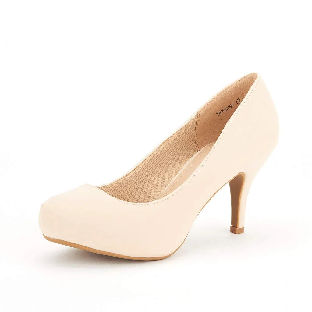 DREAM PAIRS Comodi Tacchi Alti e Sottili con Plateau Scarpe décolleté Classiche con Punta Tonda TIFFANNY