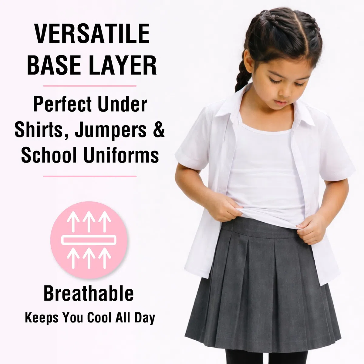 The Essentials Wardrobe Canottiere da bambina senza maniche, 100% cotone, taglia 4-13 anni, confezione da 5