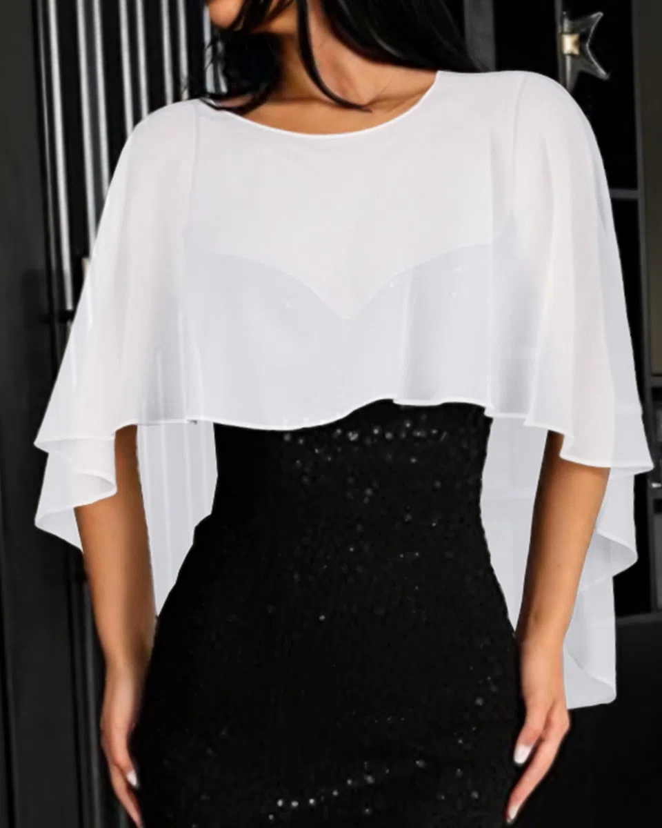 florynova Mantella da donna in chiffon, scialli per abiti da sposa, eleganti mantelle per banchetti