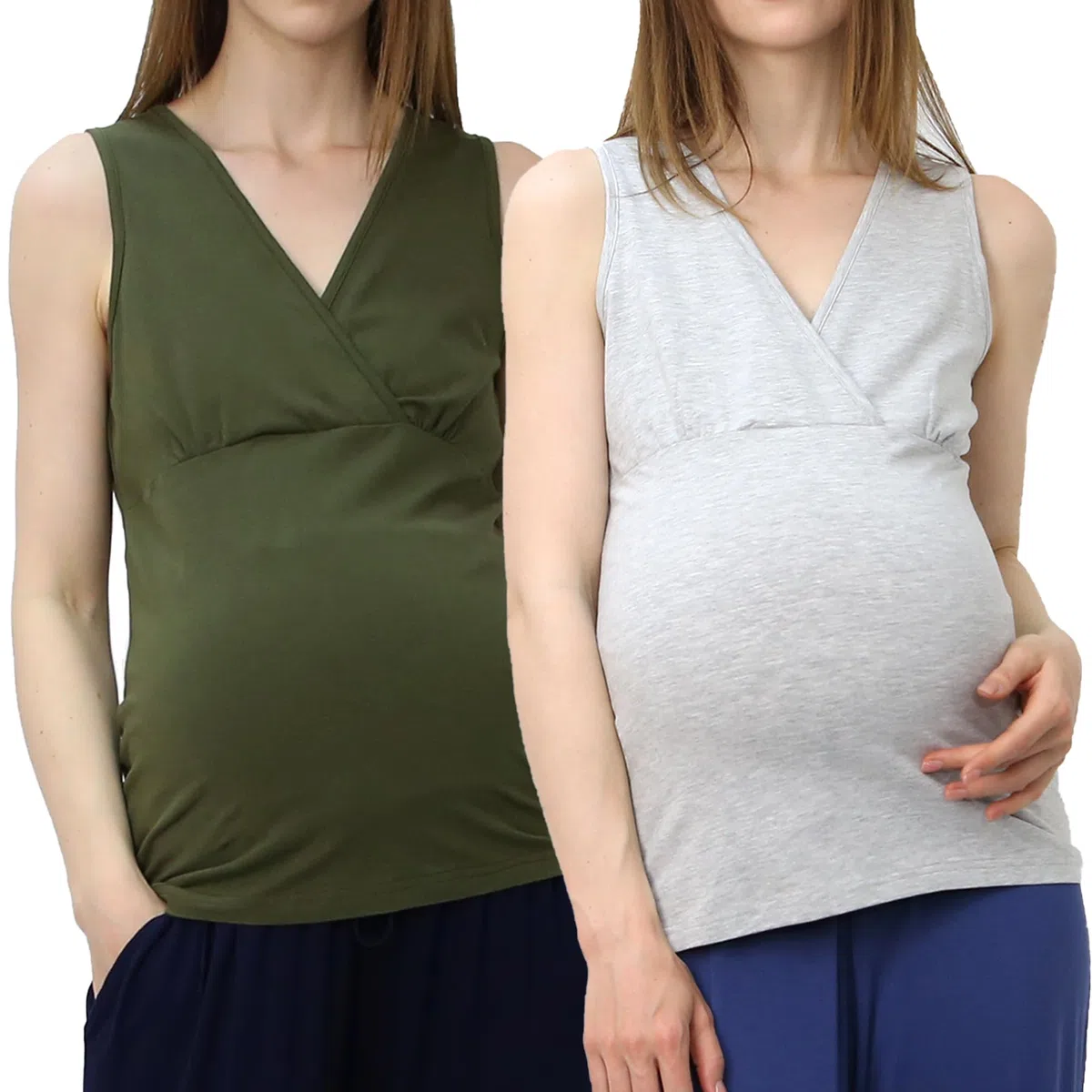 Canotte Premaman in Cotone 2 Pezzi Canottiera da Allattamento Top Senza Maniche maternità