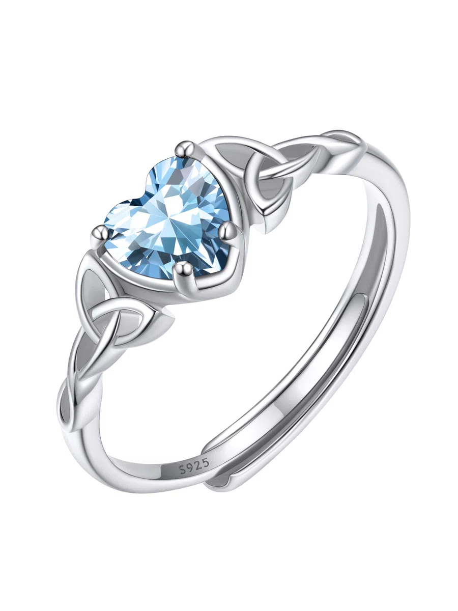 ChicSilver Anelli Donna Argento 925 Regolabili, Anello Donna Regolabile con 12 Mesi Pietra Portafortuna, Fedina Argento 925 Cuore Ragazza Fidanzamento Confezione Regalo