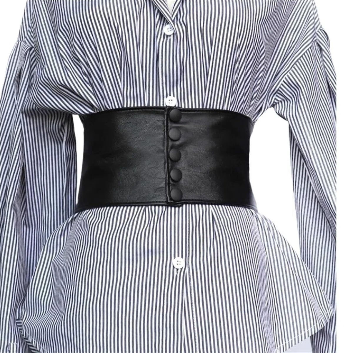 Fascia da Smoking in Raso Regolabile Pista da Donna Fasce Elastiche in Pelle Nera Abito Femminile Corsetti Cintura Cinture Decorazione Cintura Larga for Accessori da Donna(86-93cm)